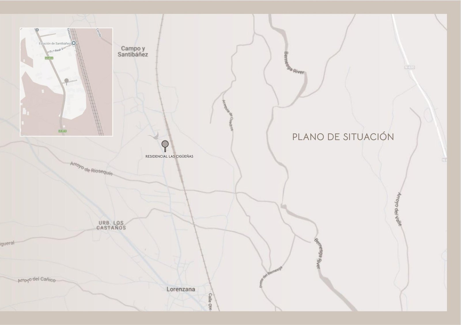 Plano de situación de los chalets en Campo y Santibáñez, León