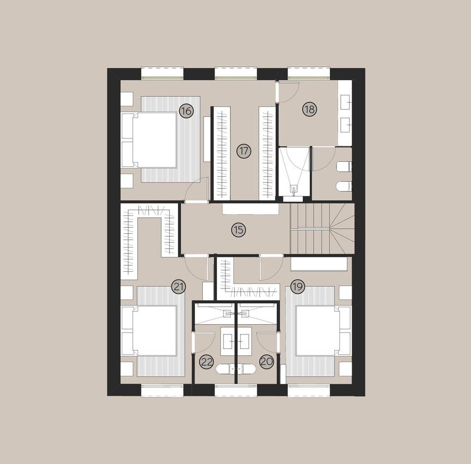 Plano de la planta primera del chalet tipo A